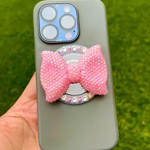 Bling Bling magnet phone grip phone holder AB rhinestone  ( On my TickTock Live You can choose a different Main Topper Piece Heart  Bow or Cartoon )
