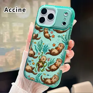 Otters' Sea Reverie Pattern Phone Case for iPhone 17 16 Pro Max 15 Plus 14 13 12 11 Air Non-Yellowing Clear Crystal Drop-proof slim Silicone Cover