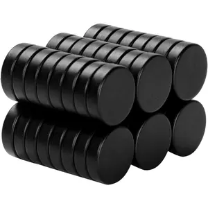 45 Pcs Refrigerator Magnets, Small Round Fridge Magnets, Multi-Use Premium Neodymium Office Magnets for Fridge, Whiteboard, Billboard in Home, Kitchen, Office and School (Black)