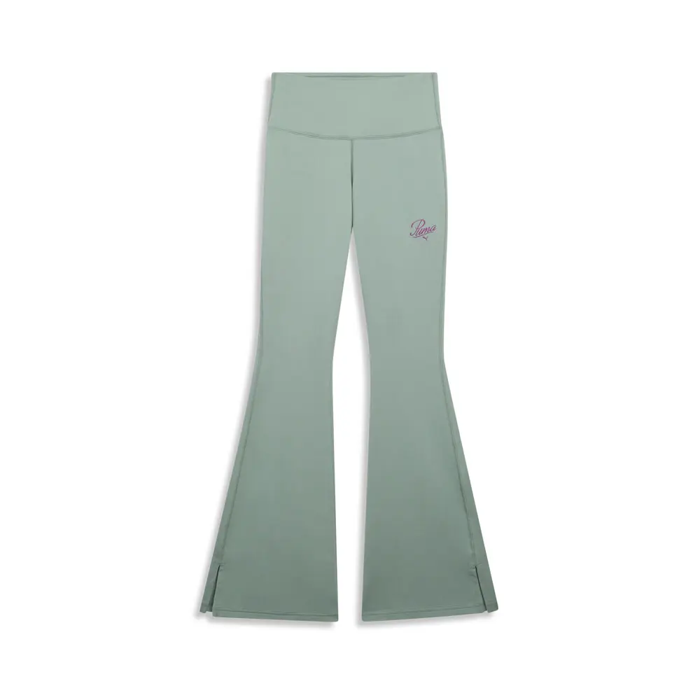 PUMA Womens Essentials Script Flare Leggings Casual - Green