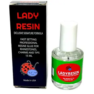 Lady resin 15 ml by ladybug Nails, Super Strong Adhesive Precise for Nail Charms Crystals Rhinestones Beads Flower 3D Decorations and nail charms.