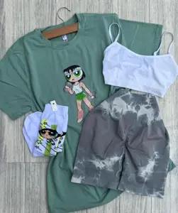 Only T-shirt included, socks and accessories not for sale, Powerpuff Girls GYM Tee, Minimalist Cartoon Shirts, Retro Vibe, Soft Cotton, Streetwear Essential, Cute Fit