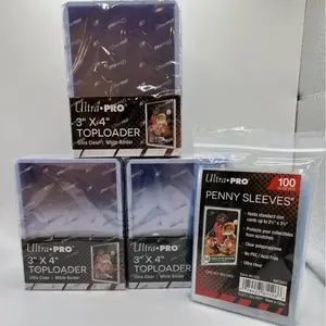 Ultra Pro 3X4 Toploaders 35pt WHITE BORDER 3 Packs of 25 AND 100 SLEEVES