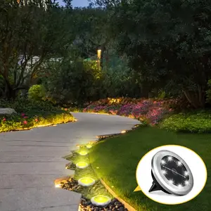 Solar Stainless Steel Ground Lamp with 8 LED Bulbs,Outdoor Landscape Decor Solar Garden Lawn Light,Suitable for Pathway, Yard, Deck, Patio, Outdoor Pathway Lighting, Solar Patio Lights, Solar Outside Lights (10-pack)