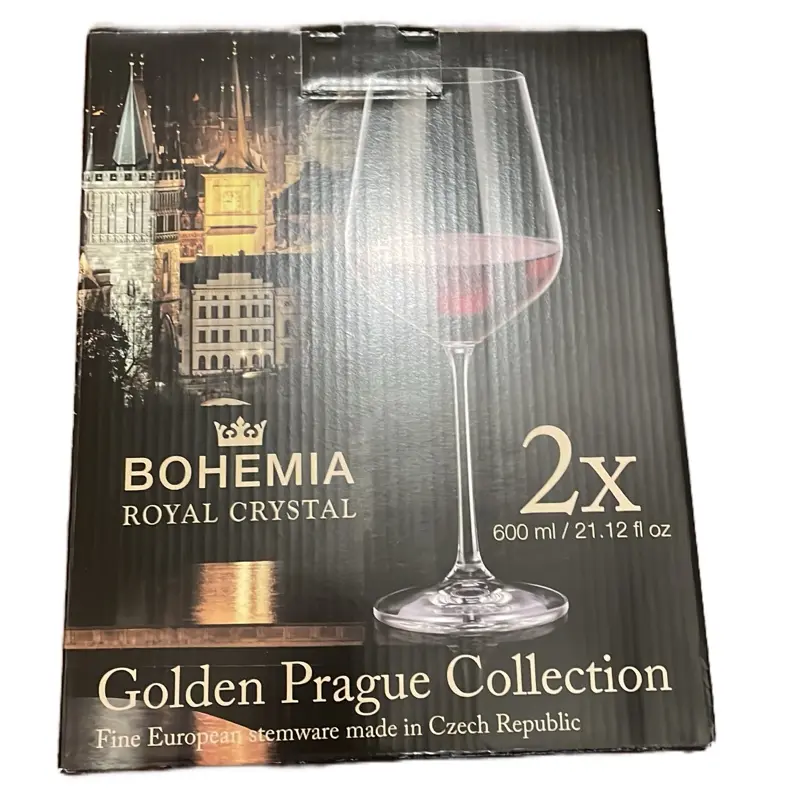 Bohemia Royal Crystal 2x Wine Cups - Fine European Stemware Made in Czech Republic - 600 ml / 21.12 fl oz - Drinkware