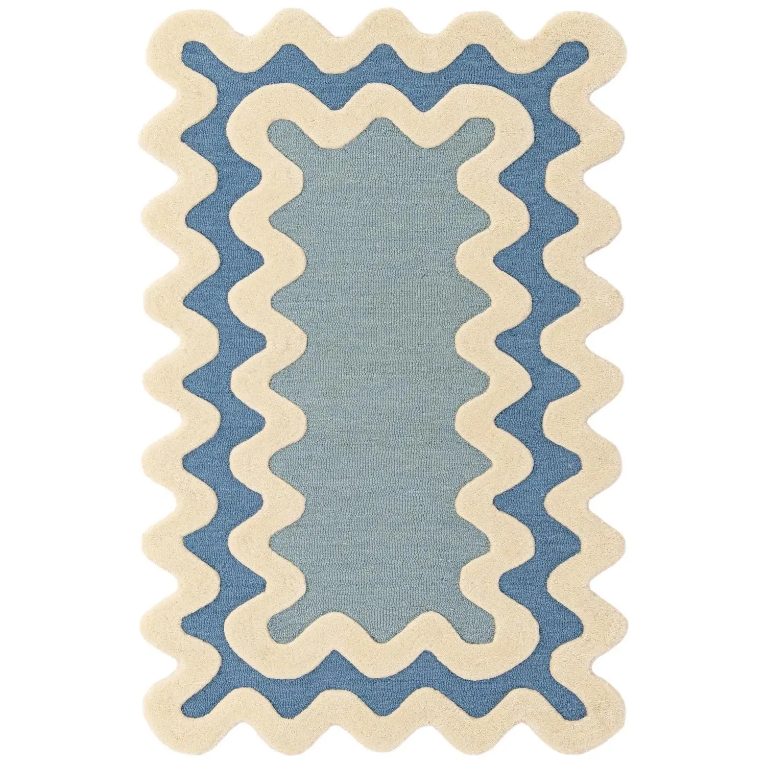 Rugs.com x HappyRugs Wiggles Hand-Tufted Fluffy Rectangle Area Rug - Coastal Vibes Home Decor for Living Rooms, Bedrooms, Kid Room, Fluffy Rug, Home Decorative Rug