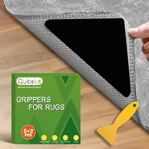 8+2PCS Non Skid Rug Backing for Hardwood Floors and Tiles,Reusable and Washable Non Slip Rug Pads,Rug Tape Hardwood Floor No Damage,Home Decor Apartment Essentials Carpet Tape for Area Rugs