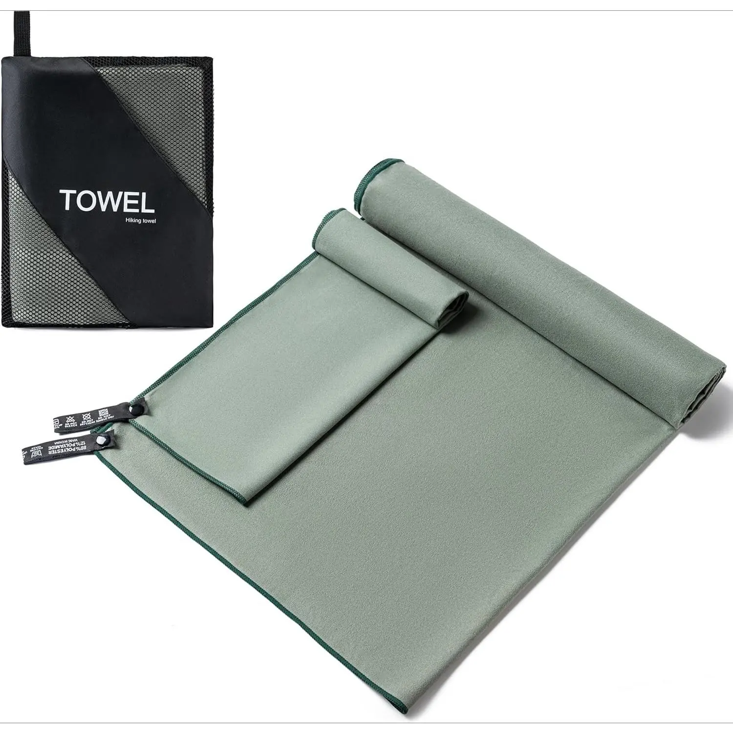 Unisex 2-Pack Microfiber Camping Towel - Quick Dry, Super Absorbent, Ultra Compact, Ultra Soft, Lightweight, Wrinkle Resistant, Portable Multi-Size Sports Towel for Camping, Gym, Yoga, Absorbs Water, Outdoor Sport