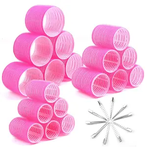 46pcs Hair Curlers Rollers, Big Hair Roller Sets with Stainless Steel Duckbill Clip, 4 Size Self Grip Hair Curlers Rollers for Long Medium Short Thick Fine Thin Hair Bangs Volume Haircare Heatless
