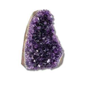 Natural Amethyst Cluster Quartz Crystal – Grade A+ Raw Dark Purple Geode Stone from Uruguay – Home Decoration, Healing, and Positive Energy