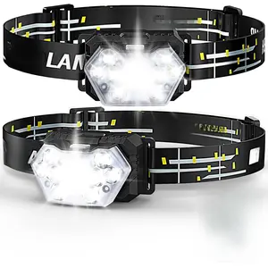 2000 Lumen 9 LED Headlamp 2 Pack, Ultra Bright Head Lamp with 6 Modes, IPX5 Waterproof Head Light, Lightweight Head Flashlight for Running Night-Walking Camping, 6 AAA Batteries Included