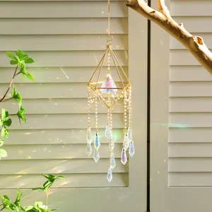 Crystal Sun Catcher, Suncatcher Prism Hanging Wind Chime, Rainbow Maker Indoor Outdoor Decor for Window Bedroom, Bless Gift