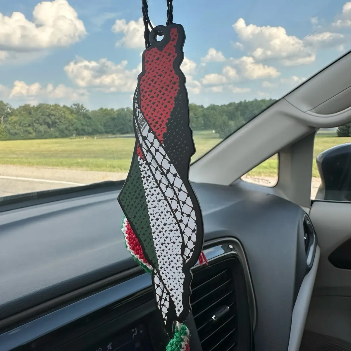 Large Palestine map car hanging air freshener- ocean breeze