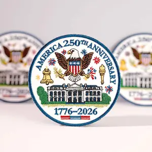 4inch 250th Anniversary Embroidery Patch, USA 1776 - 2026 Patches EMB Design , USA 250th Anniversary America Patches Embroidered, Backing Style Sew on iron on Patch, 250th Years American Flag