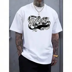 Men's Ecko Graphic Print Tee - Black White Artistic Short Sleeve Crew Neck Summer Wear