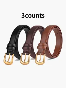 Women's Fashionable Solid Color PU Leather for Jeans, Pu Leather Belts, Fashion Belt for Party, Daily Clothing Decor, Trendy All-match & Exquisite Belt for Gift