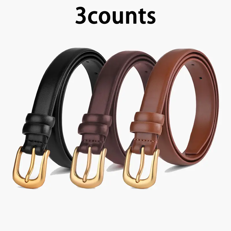 Women's Fashionable Solid Color PU Leather for Jeans, Pu Leather Belts, Versatile Fashion Belt for Party, Daily Clothing Decor, Trendy All-match & Exquisite Belt for Gift
