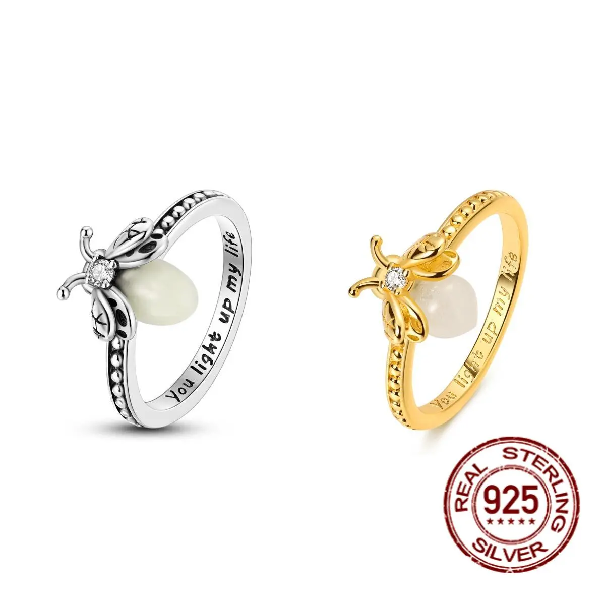 MULA Nature Animal Theme Ring - S925 Sterling Silver Firefly Ring, an ...