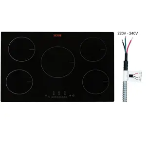 VEVOR 30'' Built-in Electric Induction Cooktop, 5-Burner 9200W Ceramic Glass Top, 9 Heating Levels, LED Touch Screen, Safety Functions w/ Child Lock & Over-Temperature Protection