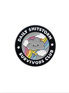 Daily Storm Survivor Club Enamel Badge with Colorful Cartoon Cloud and Rainbow Design, Durable Zinc Alloy Brooch for Bags and Accessories, Unique Fashion Pin with Safety Clasp, Durable Metal Pins