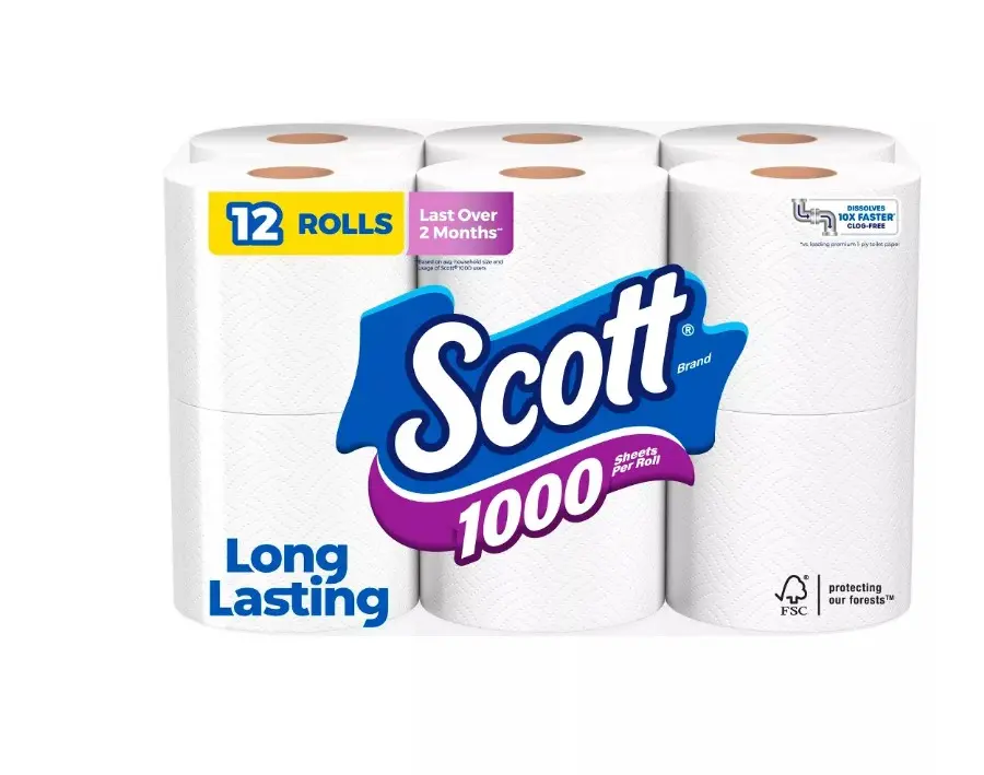 Scott 1000 Septic-Safe 1-Ply Toilet Paper Size 12 Rolls Scott 1000 Septic-Safe 1-Ply Toilet Paper Size 12 Rolls