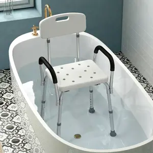 Medical Grade Adjustable Shower Chair with Removable Padded Armrests, Non-Slip Ft & EVA Cushion - Heavy-Duty Bathroom Safety Seat for Elderly, Post-Surgery Recovery Bathing Aid