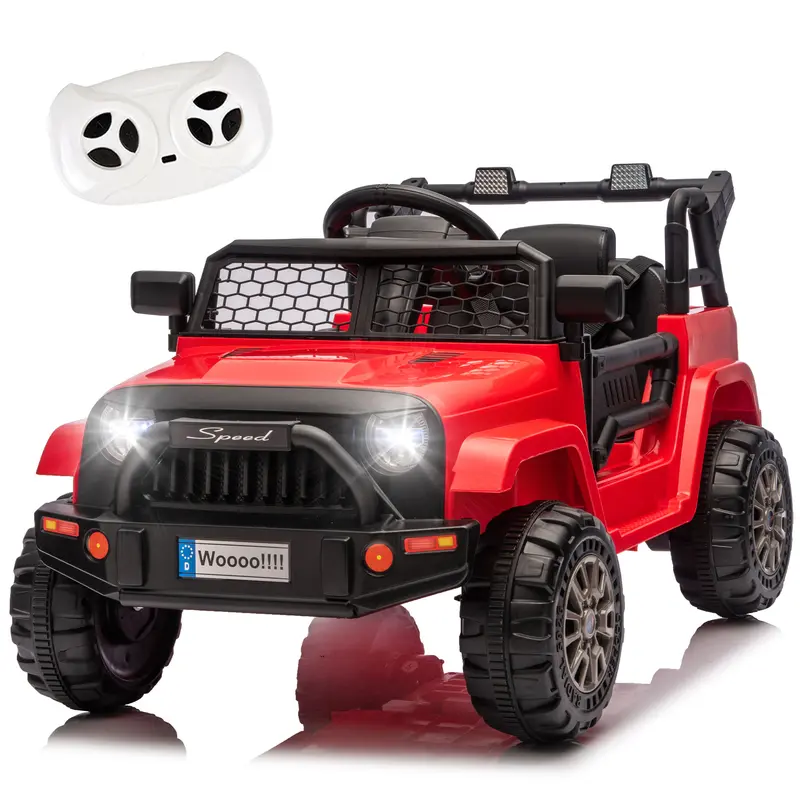 12V Kids Ride On Truck - 2WD, Parent Remote Operated, Suspension System, Front Anti-Collision Bar, LED Headlights, Rear Reflective Stickers, Bluetooth, Music, USB, Soft Start&Stop, Kids Toys, Cool Gifts for 2-5 Years, Outdoor Play Toy,familyfun