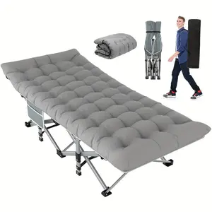 U-mi Folding Camping Cot with Mattress – Heavy-Duty Compact Fully Cushioned Collapsible Loungers, Portable Guest Bed for Camping & Indoor Use, 1200D Oxford Layer, Carry Bag Included, Folding Loungers, Heavy-Duty Folding Loungers