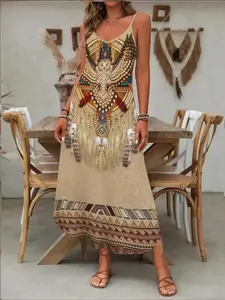 Women'S 2026 boho ethnic cami dress-sleepveless spaghetti strap beach holiday outfit, Daily Essential, Hot Trend, Fashion Forward, Must Have, Chic, Beachwear, Styling Essential, Tropical Style, Vacation Ready