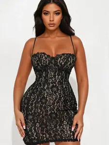 Tall All In Love Lace Mini Dress – Black | Women’s Tall Lace Dress