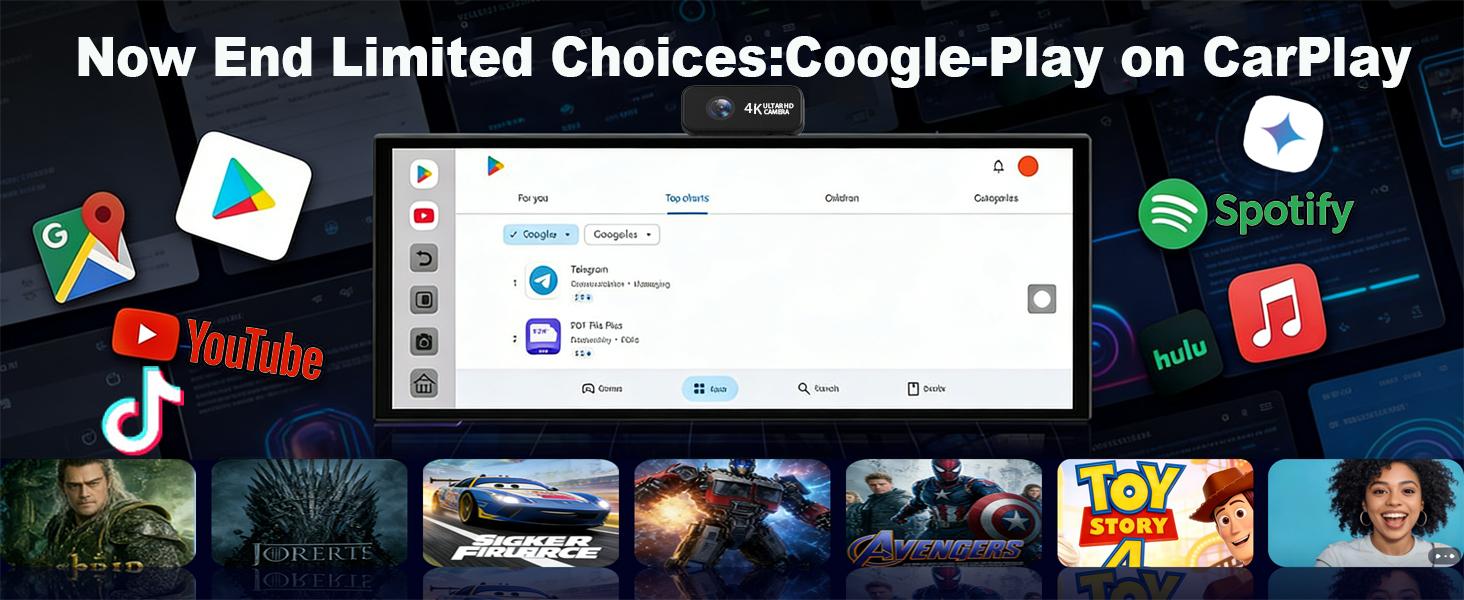 10.25"AI Car Sceeen,Gemini+Built-in offline GPS+Google Play Store for Apps,1080P Front & 1080P Reverse Cameras, Android 15-4GB+64GB,Enjoy Smart Driving!