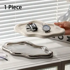 Entryway Catchall Bowl for Keys, Aesthetic Ceramic Cloud Tray for Coin Watch, Modern Home Table Decor, Durable Storage Organizer