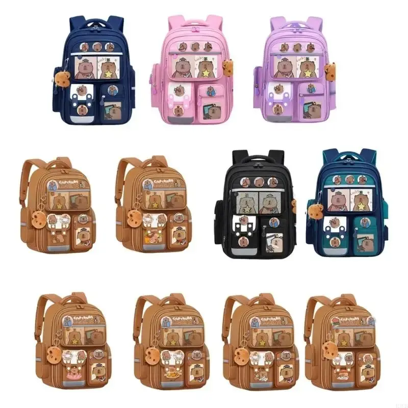 H3CB Unique Capybara Designs Backpack For Elementary Students Ergonomic Schook Bag with Adjustable Strap For Comfort