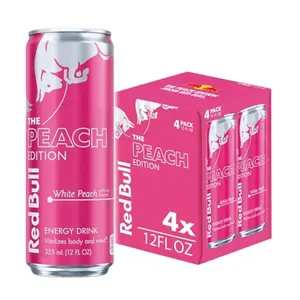 Red Bull Peach Edition Energy Drink, with 114mg Caffeine plus Taurine & B Vitamins, 12 Fl Oz, 4 Pack