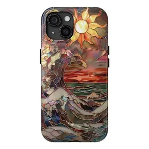 Waves Sun Moon Stained Glass Printed Tough Phone Case