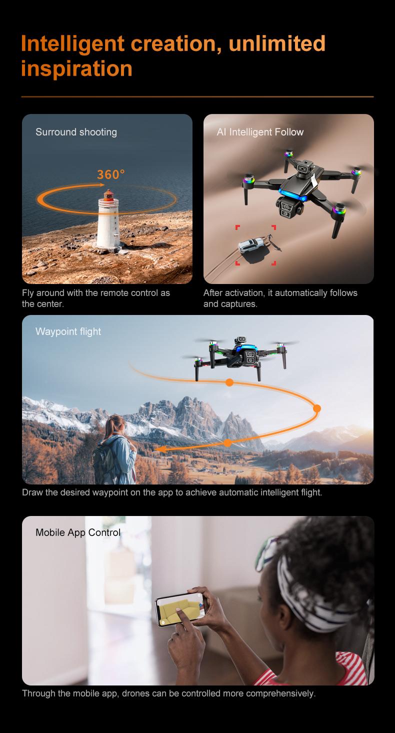 YCMDCGIE 4K GPS Drone with 4.5" Screen Remote - AI Obstacle Avoidance, 40 Min Flight (2 Batteries), 3300ft Range, Brushless Motor Professional Quadcopter