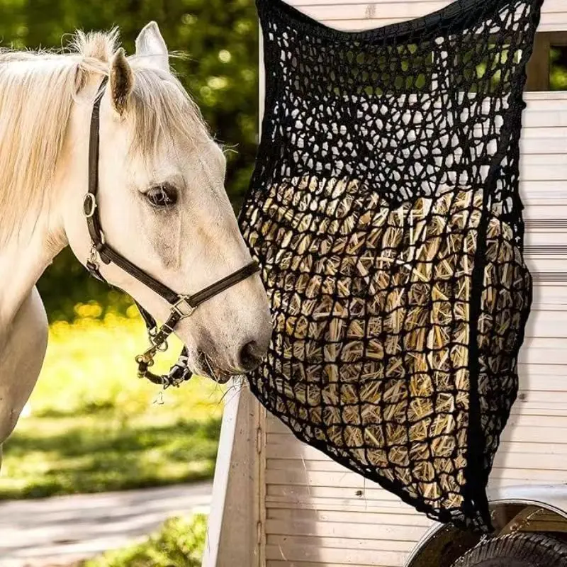 Nylon Slow Feeder Bag for Horses, Portable Hay Net for Farm Animal Feed, Convenient Horse Riding Gear, Durable Hay Feeding Solution