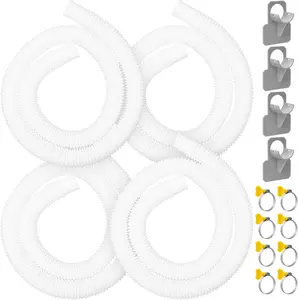 1.25" Diameter 59" Long 4 Pack Replacement Pool Pump Hose, Filter Pump Hoses for Above Ground Swimming Pools, Fit 330 GPH 530 GPH 1000 GPH Pump Models
