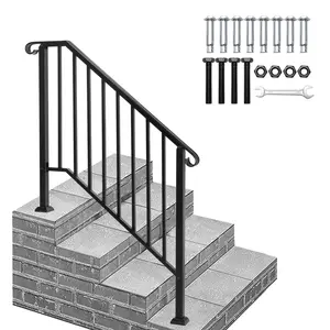 Matte Black Outdoor 3 Level Iron Handrail
