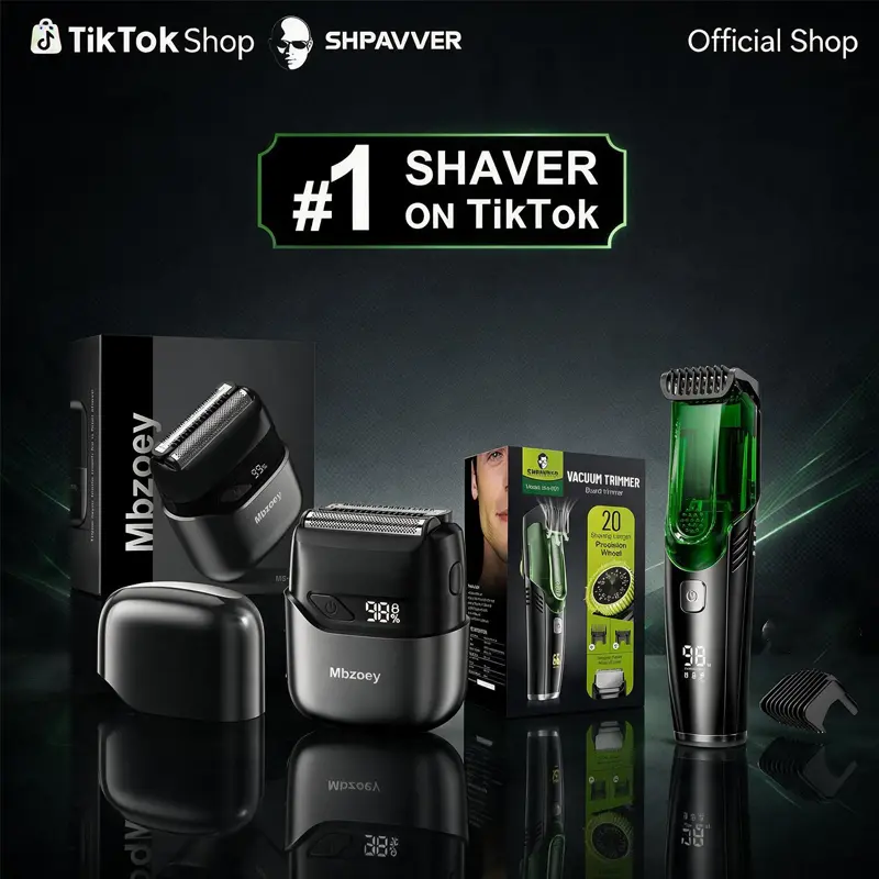 [Tiktokshopstockup] Upgraded Mini Electric Foil Razor with Ceramic 3 Blade Floating Heads, IPX7 Waterproof Wet/Dry Shaver, LED Display, USB-C Rechargeable Fathers Day Gift for Men