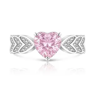 Aesthetic Angel Wing Heart Ring, Y2K Coquette Style Self-Love Ring, Hidden Adjustable Band (US 6-10), Sparkling Heart Promise Ring, Cute Bestie Matching Jewelry