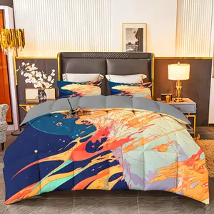 3pcs (1 comforter + 2 pillowcases) Microfiber Bedding Set, All-Season Soft & Fluffy, Hypoallergenic, Wrinkle & Fade Resistant, Easy Care, Queen/King/Full/Twin Size, Stylish Polar Bear & Cosmic Pattern, Durable Fabric for Bedroom, Guest Room, Home & D