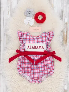Alabama Smocked Gingham Bubble Romper