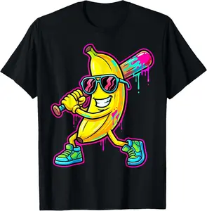 Banana Funny Baseball Drip Ice Cream Kids Youth Boys Girls T-Shirt Kids graphic tee