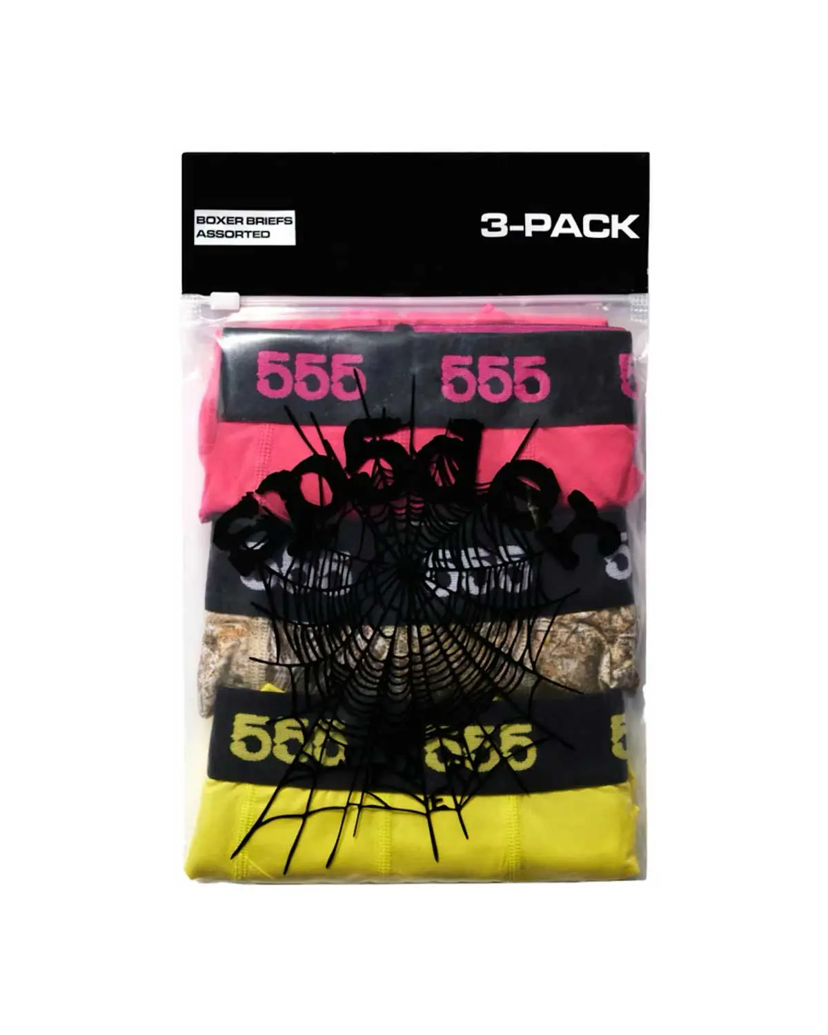 Sp5der Assorted 3 Pack Boxers (Pink, Camo, Yellow)