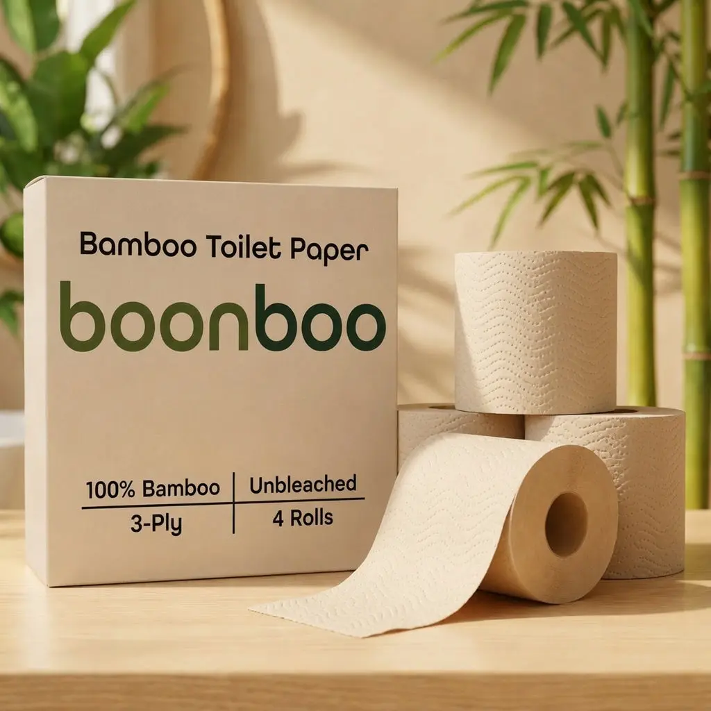 Bamboo Toilet Paper - 4 Rolls, 3-Ply, Unbleached, 100% Bamboo, Tree-FREE, PFAS-FREE Bamboo Toilet Paper - 4 Rolls, 3-Ply, Unbleached, 100% Bamboo, Tree-FREE, PFAS-FREE
