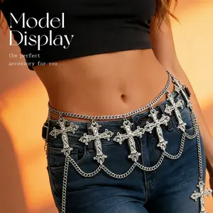 Vintage Cross Jesus Pendant Waist Belly Belt Chain Tassel Waist Chain Belt for Women Summer Beach Sexy Body Chain Pants Chain jewelry alloy jewellery fashionable cadena Crucifix fashion gift Black Gold Titanium Ocean Large Pearl Saturn Water Drop Choker