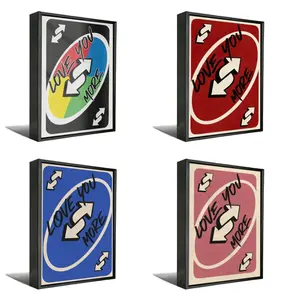 Funny Uno Card Canvas Wall Art Love You More Reverse Card Print Trendy Room Decor Romantic Couples Gift Framed Poster