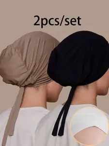 Women's Fashion Turban Hat Set, Adjustable Elastic Hijab Cap, Breathable Material, Suitable for All Seasons