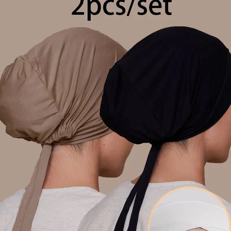 Women's Fashion Casual Modest Turban Hat Set, Adjustable Elastic Hijab Cap, Hijab Undercap, For Muslim, Breathable Material, Suitable for All Seasons Clothing